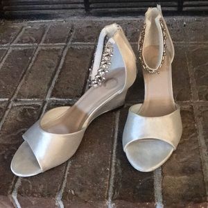 White low heel wedding shoes